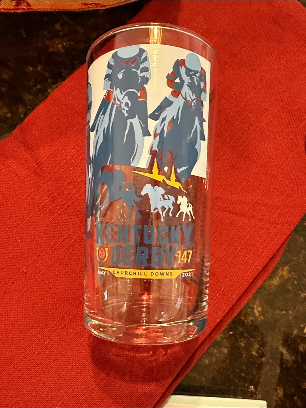 Kentucky Derby 147 Commemorative Glass - Blue and Red